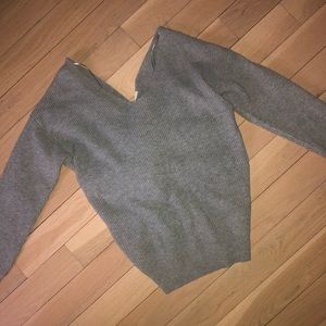 Gray sweater with knot back